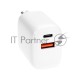 Сетевое зарядное устройство USB QC (20W) + Type C PD (20W), белое REXANT