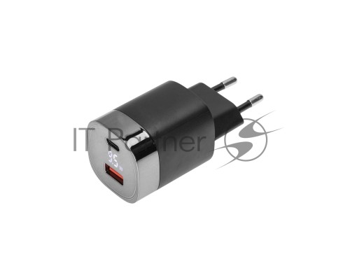 Сетевое зарядное устройство USB QC (30W) + Type C PD (33W), с дисплеем REXANT