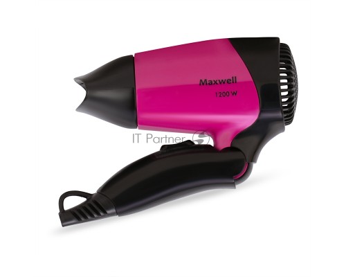 Фен Maxwell MW-2007, 1200Вт, черный/малиновый