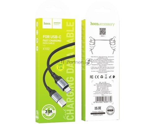 Кабель Hoco X102 Fresh Type-C USB (m)-USB Type-C (m) 1м черный коробка