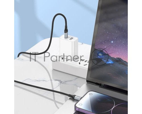 Кабель Hoco X102 Fresh iP USB Type-C (m)-Lightning (m) 1м черный коробка