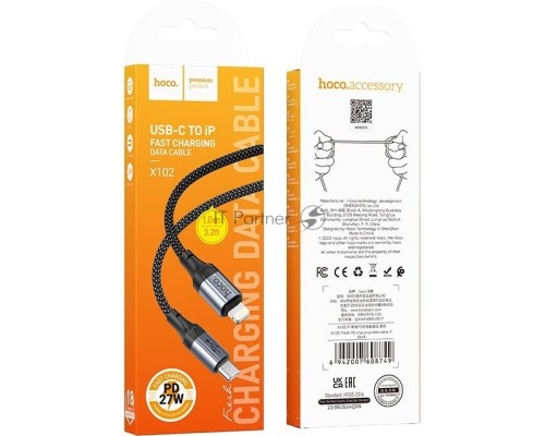 Кабель Hoco X102 Fresh iP USB Type-C (m)-Lightning (m) 1м черный коробка