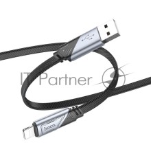 Кабель Hoco U119 Machine iP USB (m)-Lightning (m) 1.2м черный плоский коробка
