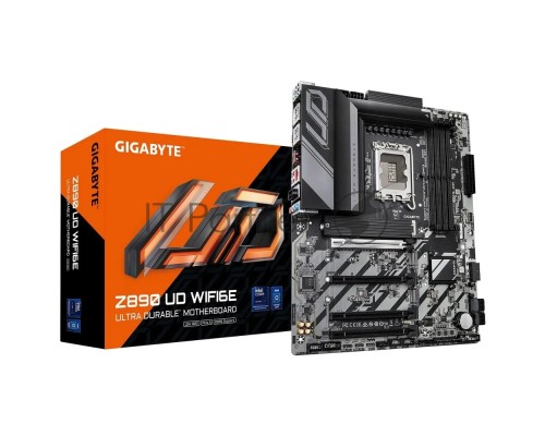 Материнская плата GIGABYTE Z890 UD WIFI6E, LGA 1851, Intel Z890, 4xDDR5, 4xSATA, 3xM.2, 1xPCI-E 5.0 x16, 2xPCI-E 4.0 x4, 1xPCI-E 4.0 x1, 1xDP, 1xUSB-C, 1x 2.5Gb LAN, 4xUSB-A 3.2 Gen 1, 1xUSB-A 3.2 Gen 2, 4xUSB-A 2.0, 1xUSB4, 3x3.5 мм, 7.1, ATX