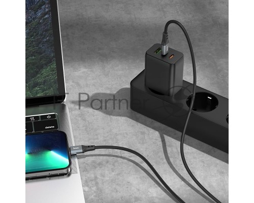 Кабель Hoco X86 iP Spear PD USB Type-C (m)-Lightning (m) 1м черный коробка
