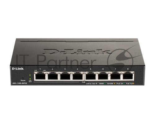 Коммутатор D-Link DGS-1100-08PV2/A3A (L2) 8x1Гбит/с 8PoE 64W настраиваемый