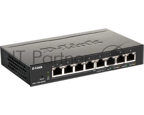 Коммутатор D-Link DGS-1100-08PV2/A3A (L2) 8x1Гбит/с 8PoE 64W настраиваемый