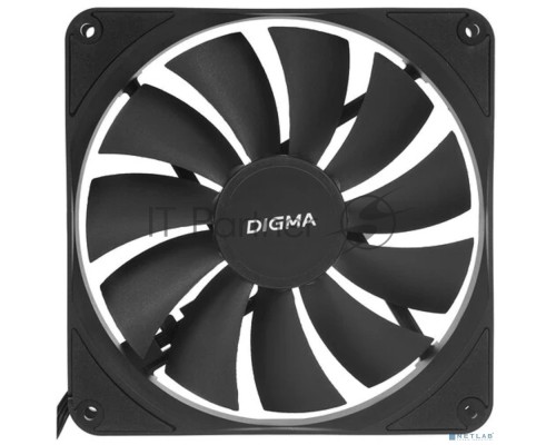 Вентилятор для корпуса Digma DFAN140PWM-1BK 140х140x25 черный 4-pin 28дБ Ret