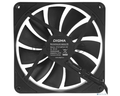 Вентилятор для корпуса Digma DFAN140PWM-1BK 140х140x25 черный 4-pin 28дБ Ret