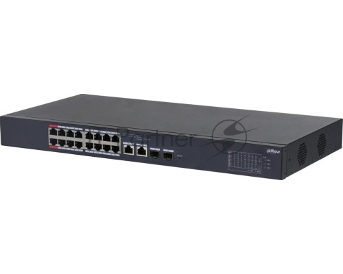 Коммутатор Dahua DH-CS4218-16ET-135 (L2) 16x100Мбит/с 2xКомбо (1000BASE-T/SFP) 16PoE 135W управляемый