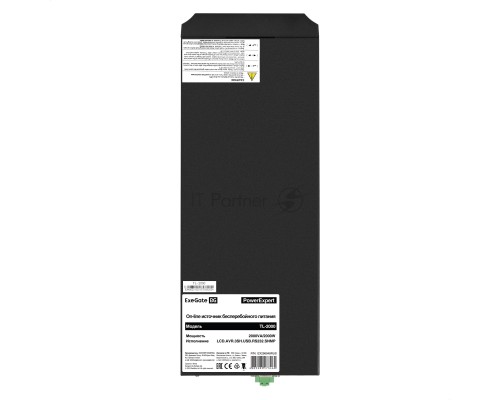ИБП On-line ExeGate PowerExpert TL-2000.LCD.AVR.3SH.USB.RS232.SNMP <2000VA/2000W, On-Line, PF=1, LCD, 3*Schuko, RS232, USB, SNMP-slot, встроенные батареи 12V 7.2Ah - 4шт, Tower, металлический корпус, Black>