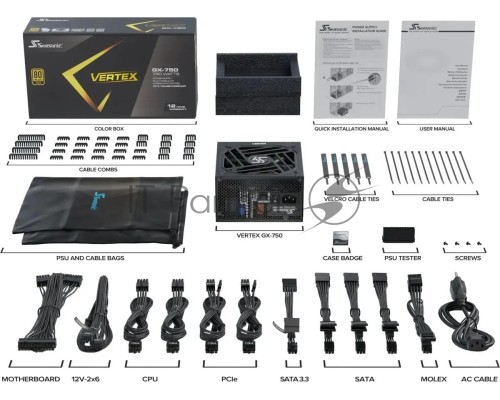Блок питания Seasonic ATX 750W VERTEX GX-750 80+ gold (20+4pin) APFC 135mm fan 14xSATA Cab Manag RTL