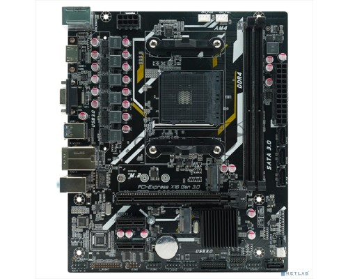 Материнская плата AFOX A520D4-MA5-V2, AM4, AMD A520, 2xDDR4, 4xSATA, 1xM.2, 1xPCI-E 3.0 x16, 2xPCI-E x1, 1xMini PCI-E, 1xHDMI, 1xVGA, 1x 1Gb LAN, 2xUSB-A 2.0, 4xUSB-A 3.0, 3x3.5 мм, 5.1, mATX