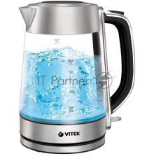 Чайник электрический Vitek VT-1184 1.7л. 2200Вт серебристый корпус: стекло/металл