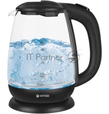 Чайник электрический Vitek VT-1173 1.7л. 2200Вт прозрачный/черный корпус: стекло
