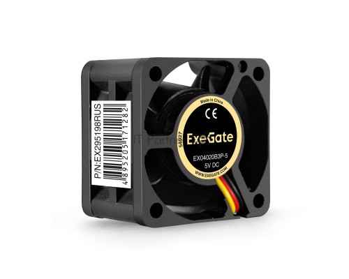Вентилятор 5В DC ExeGate EX04020B3P-5 (40x40x20 мм, 2-Ball (двойной шарикоподшипник), 3pin, 5500RPM, 24dBA)