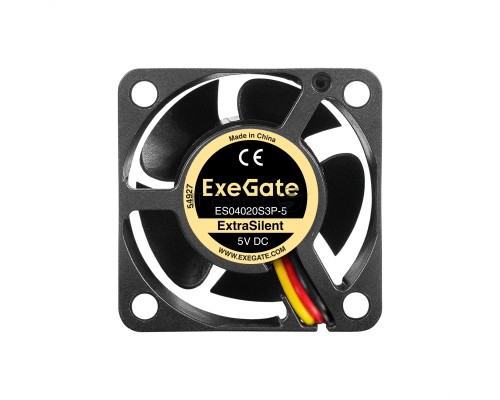 Вентилятор 5В DC ExeGate ExtraSilent ES04020S3P-5 (40x40x20 мм, Sleeve bearing (подшипник скольжения), 3pin, 4800RMP, 21dBA)