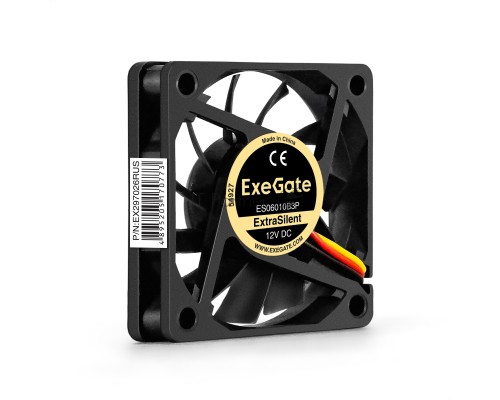 Вентилятор 12В DC ExeGate ExtraSilent ES06010B3P (60x60x10 мм, 2-Ball (двойной шарикоподшипник), 3pin, 2000RPM, 16dBA)
