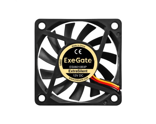 Вентилятор 12В DC ExeGate ExtraSilent ES06010B3P (60x60x10 мм, 2-Ball (двойной шарикоподшипник), 3pin, 2000RPM, 16dBA)