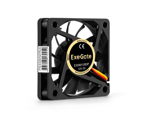 Вентилятор 12В DC ExeGate EX06010B3P (60x60x10 мм, 2-Ball (двойной шарикоподшипник), 3pin, 2000RPM, 16dBA)