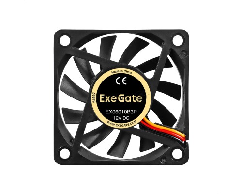 Вентилятор 12В DC ExeGate EX06010B3P (60x60x10 мм, 2-Ball (двойной шарикоподшипник), 3pin, 2000RPM, 16dBA)