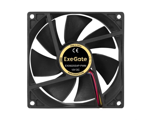 Вентилятор 12В DC ExeGate EX09225S4P-PWM (92x92x25 мм, Sleeve bearing (подшипник скольжения), 4pin, PWM, 0-2000 RPM, 0-26dBA)