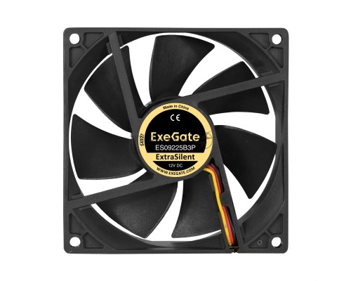 Вентилятор 12В DC ExeGate ExtraSilent ES09225B3P (92x92x25 мм, 2-Ball (двойной шарикоподшипник), 3pin, 2000RPM, 25dBA)