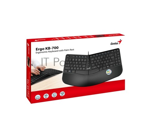 Клавиатура Genius Ergo KB-700, {Черный, проводная, USB, 104 клавиши} [31310053402]