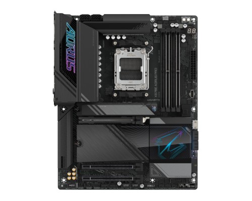Материнская плата Gigabyte X870E AORUS PRO, AM5, AMD X870E, 4xDDR5, 4xSATA, 4xM.2, 1xPCI-E 5.0 x16, 1xPCI-E 4.0 x4, 1xPCI-E 3.0 x4, 1xHDMI, 1xUSB-C (DP), 1x 2.5Gb LAN, 2xUSB-A 2.0, 4xUSB-A 3.2 Gen 1, 3xUSB-A 3.2 Gen 2, 2xUSB-C 3.2 Gen 2 (USB4), 2x3.5 мм,
