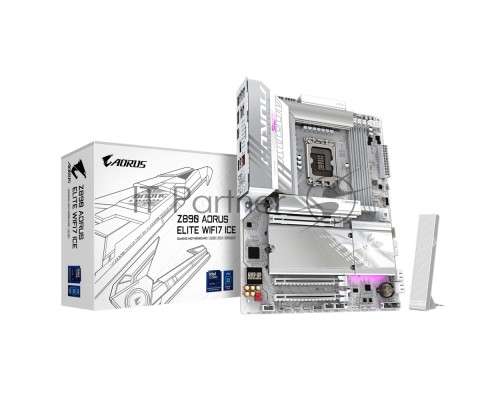 Материнская плата Gigabyte Z890 AORUS ELITE WIFI7 ICE, LGA 1851, Intel Z890, 4xDDR5, 4xSATA, 4xM.2, 1xPCI-E 5.0 x16, 2xPCI-E 4.0 x4, 1xDP, 1xUSB-C (DP), 1x 2.5Gb LAN, 4xUSB-A 2.0, 3xUSB-A 3.2 Gen 1, 2xUSB-A 3.2 Gen 2, 1xUSB-C 3.2 Gen 2 (Thunderbolt 4), 2