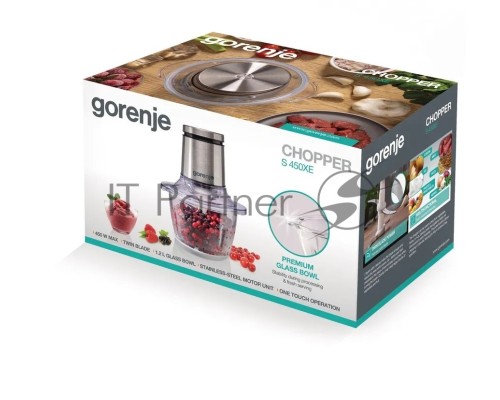 Измельчитель электрический Gorenje S450XE 1.2л. 450Вт серебристый/черный