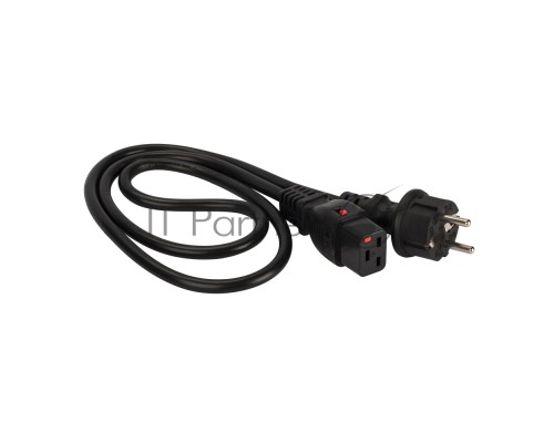 Шнур питания Lanmaster LAN-PP19L/SH-1.0-BK C19-Schuko проводник.:3x1.5мм2 1м 220В 16А черный