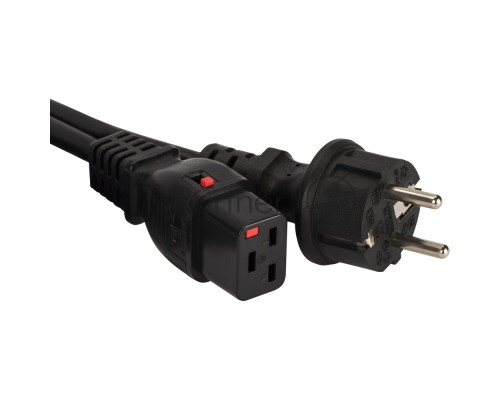 Шнур питания Lanmaster LAN-PP19L/SH-1.0-BK C19-Schuko проводник.:3x1.5мм2 1м 220В 16А черный