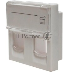 Панель Suprlan 10-0302-1, лицевая со шторкой 45x45, 2xKeystone ABS пластик, белый