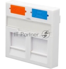 Панель Suprlan 10-0303-1, лицевая со шторкой 45x45, 2xKeystone ABS пластик, белый
