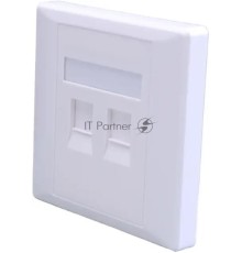 Панель Suprlan 10-0334-1, лицевая со шторкой 80x80, 2xKeystone ABS пластик, белый
