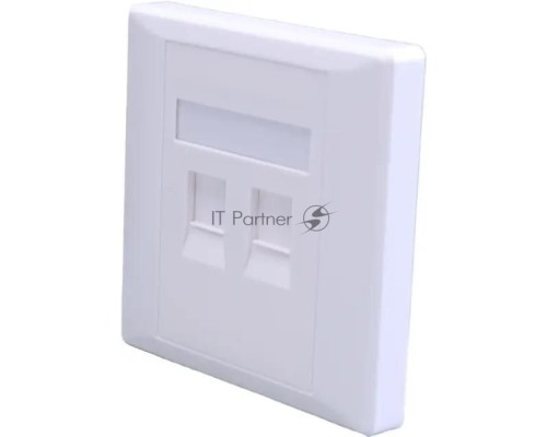Панель Suprlan 10-0334-1, лицевая со шторкой 80x80, 2xKeystone ABS пластик, белый
