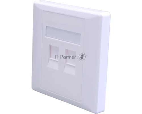 Панель Suprlan 10-0334-1, лицевая со шторкой 80x80, 2xKeystone ABS пластик, белый