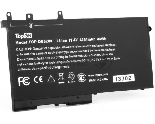 Батарея для ноутбука TopON TOP-DE5280 11.1V 4254mAh литиево-ионная Dell Latitude 5280, 5480, 5580, 5290, 5590 (103283)