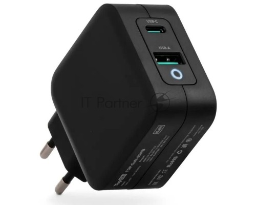 Блок питания TopON TOP-GaN-65WB автоматический 65W 5V-20V 3.25A 2xUSB от бытовой электросети LED индикатор
