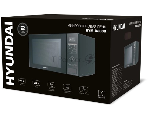Микроволновая печь Hyundai HYM-D3038 черный, 23 л, 700 Вт, переключатели - сенсор