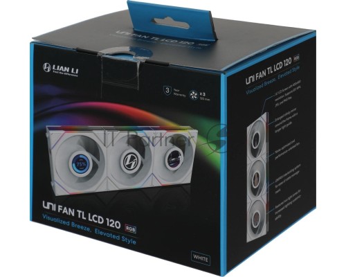 Вентилятор для корпуса Lian-Li Uni Fan TL 120 LCD ARGB 120х120x28 белый 7-pin 27дБ (упак.:3шт) (G99.12TLLCD3W.00) Ret
