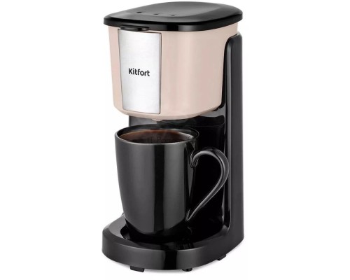 Кофеварка капельная Kitfort КТ-7402 бежевый/черный, молотый, 0.125 л, 380Вт