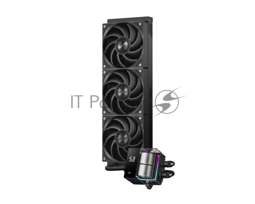 Система охлаждения/ PCCooler DS360 BK (310W, 360mm, LED temp., Black, ARGB Pump/ Fans: 3x120mm, 86.73CFM, 28dBA, 2200RPM/ Pump height 67mm, 28dBA, 3200RPM, Rad thickness 27mm/ S: 1851, 1700, 1200, 20XX, 115X, AM5, AM4)