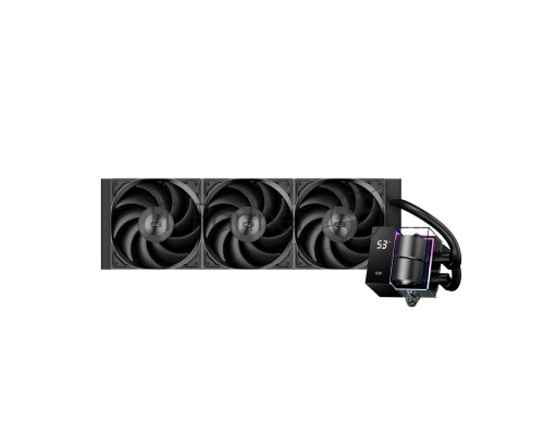Система охлаждения/ PCCooler DS360 BK (310W, 360mm, LED temp., Black, ARGB Pump/ Fans: 3x120mm, 86.73CFM, 28dBA, 2200RPM/ Pump height 67mm, 28dBA, 3200RPM, Rad thickness 27mm/ S: 1851, 1700, 1200, 20XX, 115X, AM5, AM4)