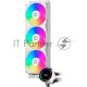 Система охлаждения/ PCCooler DA360 ARGB WH (280W, 360mm, White, ARGB/ Fans: 3x120mm, 72.1CFM, 33.8dBA, 1800RPM/ Pump height 55mm, 28dBA, 3000RPM, Rad thickness 27mm/ S: 1851, 1700, 1200, 20XX, 115X, AM5, AM4)