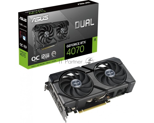 Видеокарта Asus PCI-E 4.0 DUAL-RTX4070-O12GD6-EVO NVIDIA GeForce RTX 4070 12Gb 192bit GDDR6X 2520/21000 HDMIx1 DPx3 HDCP Ret