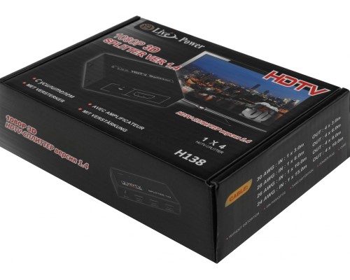 Сплиттер аудио-видео Premier 5-872-4 HDMI (f)/4xHDMI (f) черный