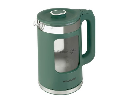 Чайник эл. Willmark WEK-1725G (1.7л, пов. на 360град., LED-подсв.,двустенный корпус,2200Вт,зеленый)