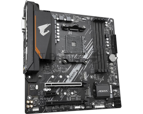 Материнская плата Gigabyte B550M AORUS ELITE, AM4, AMD B550, 4xDDR4, 4xSATA, 2xM.2, 1xPCI-E 4.0 x16, 1xPCI-E 3.0 x4, 1xPCI-E x1, 1xHDMI, 1xDVI-D, 1x 1Gb LAN, 4xUSB-A 2.0, 4xUSB-A 3.2 Gen 1, 3x3.5 мм, 7.1, Micro-ATX, OEM